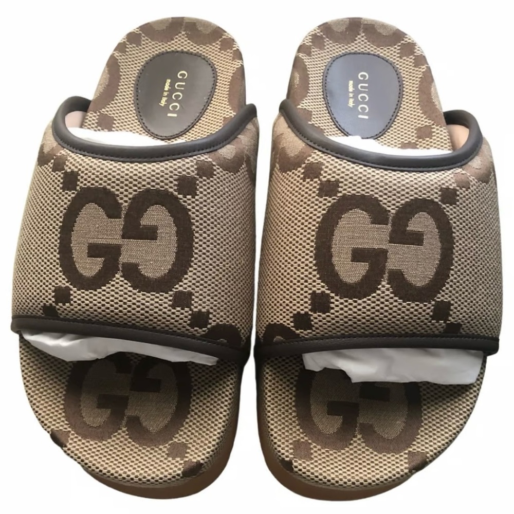 New Gucci Jumbo GG Canvas / Nappa Sam Sandals 37/US7 - Picture 3 of 15